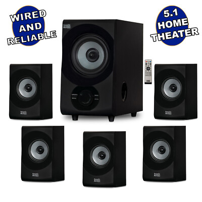 #ad Acoustic Audio Home Theater 5.1 Bluetooth Speaker System with FM Tuner NEW $114.88