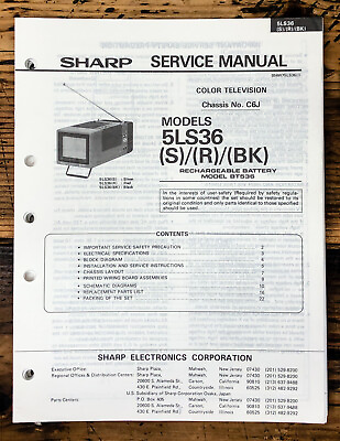 #ad Sharp 5LS36 TV Television Service Manual *Original* $14.97