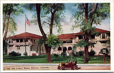 #ad Old Ladies Home Denver Colorado Vintage d b Postcard c1907 1915 Old Car $7.19
