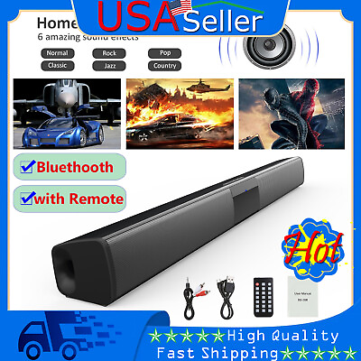 #ad BT Surround Sound Bar 4 Speaker System Wireless Subwoofer TV Home Theateramp;Remote $48.79