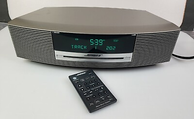 #ad SILVER AWRCC1 BOSE Wave Music System AM FM CD Player Clock Radio OEM Remote LOOK $199.99