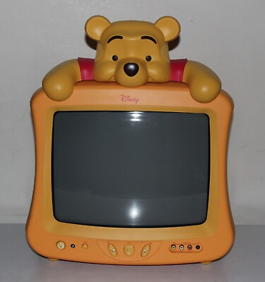 #ad Winnie Pooh 13quot; Yellow Color CRT TV 2005 Disney DT1350 RWP NO Remote Works $280.00