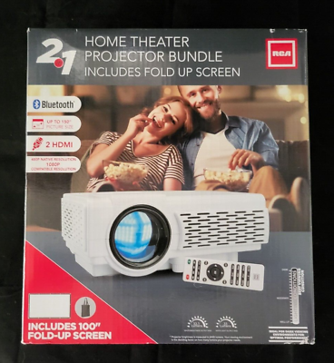 #ad RCA RPJ 2000 Sidestack 12 Home Theater Projector 1080P with Fold Up 100quot; Screen $59.78