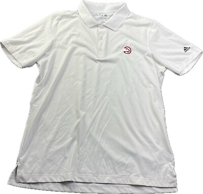 #ad Adidas NBA Atlanta Hawks White Golf Polo Pure motion Short Sleeve Size Large $19.88