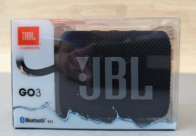 #ad JBL GO3 Portable Bluetooth Speaker Waterproof 5 Hours Of Play Time JBLG03BLKAM $29.99