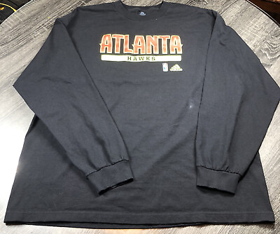 #ad Atlanta Hawks Adidas Shirt Men#x27;s 2XL Black NBA Athletic Long Sleeve Basketball $24.87