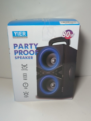 #ad YIER Party Proof 80w Portable Wireless Bluetooth Speaker Black Open Box $44.99