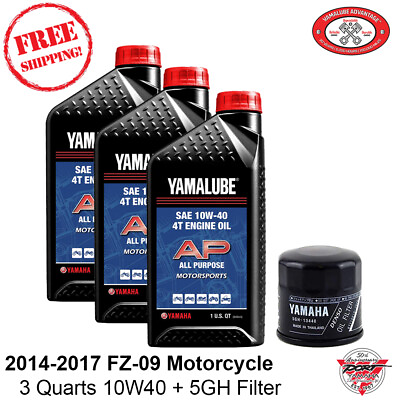#ad OEM Yamaha 2014 2017 FZ 09 Oil and Filter 10W40 Yamalube Oil Change Kit 5GH $50.00
