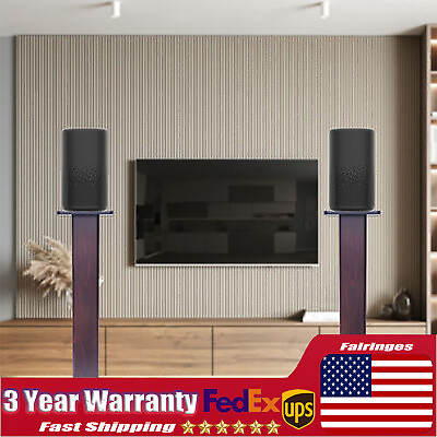 #ad #ad 2x Walnut Wood Speaker Stands Home Theatre Bookshelf Surround Sound Support 90cm $94.00