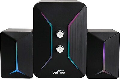 #ad beFree Gaming 2.1 Computer Desk Shelf Mini Speaker Subwoofer System w LED Lights $43.97