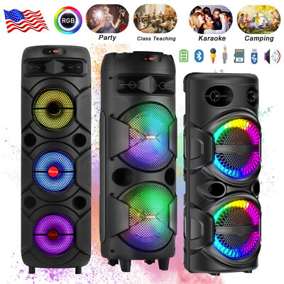 #ad 6000W Dual 8quot; Bluetooth Speaker Sub Woofer Heavy Bass Sound System Party W Mic $48.65