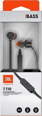 #ad #ad JBL Tune 110 Harman Kardon Stereo Wired In Ear Headphones w Mic Pure Bass Black $12.99