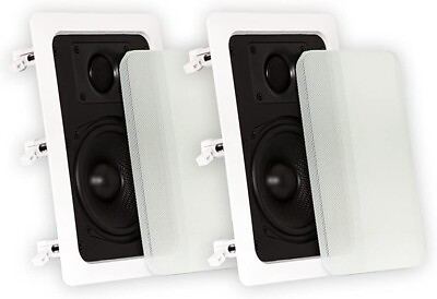 #ad Theater Solutions TS50W Flush Mount In Wall Speakers 2 Way Home Theater Pair $39.00