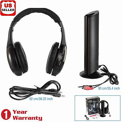 #ad 5 in 1 Wireless Headphones for TV Over Ear Headsets for FM Radio Mp4 DVD Player $20.76