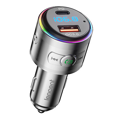 #ad LENCENT Bluetooth 5.3 Car Wireless FM Transmitter Adapter 2 USB PD Charger AUX $20.99