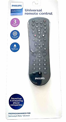 #ad Philips Black Universal Remote Control ALL MAJOR BRANDS 3 Devices SRP2013G 27NEW $4.99