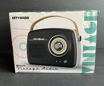 #ad Art Sound Portable Wireless BT Speaker FM Radio BLACK Retro Vintage Style NEW $40.50