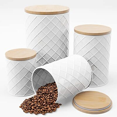 #ad Pebble amp; Stem White Metal Canister Sets for Kitchen Counter Assorted Colors $38.81