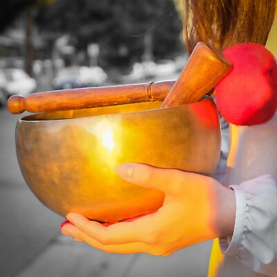#ad Pure sound*7inches Tibetan Handmade Therapy Singing Bowl $95.99