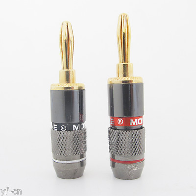 #ad 1 pair Monster Speaker Cable Wire 4mm Banana Plug Audio Connector Gold Plated $4.99