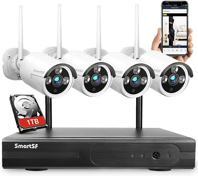 #ad SmartSF 8CH 1080P Outdoor Wireless Security Camera System WIFI CCTV Audio NVRkit $161.99
