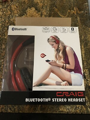 #ad Craig Bluetooth Wireless Stereo Headset Headphones Red Battery Powered $9.00