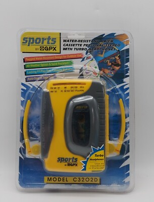 #ad New Sports by GPX AM FM Cassette Personal Stereo Turbo Headphones C3202D $50.99