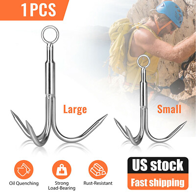 #ad Grappling Hook 3Claw Climbing Hook Stainless Steel Grapnel Hook Small Large size $7.95
