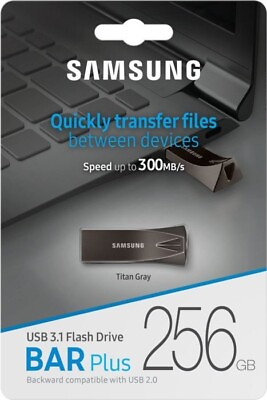 #ad Samsung Bar Plus 256 GB USB 3.1 speed up to 300MB s Flas Drive Titan Grey UK GBP 69.99