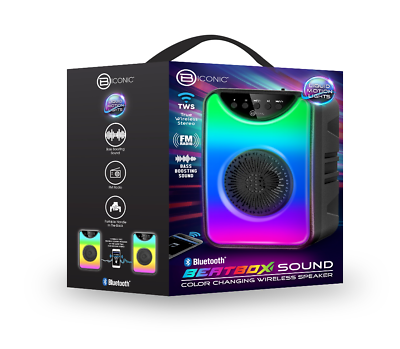 #ad Beatbox LED Color Changing Wireless Bluetooth Speaker Biconic 5quot; $14.99