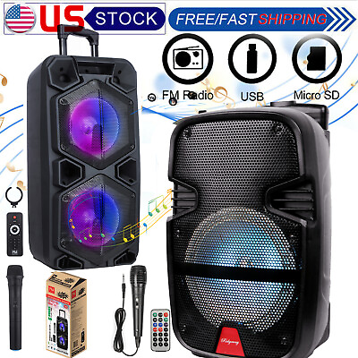 #ad 9000W Portable Bluetooth Speaker Sub woofer Heavy Bass Sound System Party Mic $139.99