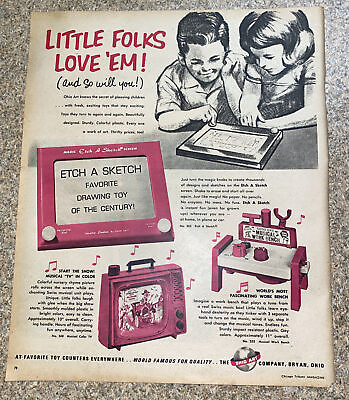#ad Vintage 1960s Ohio Arts Toy AD Etch A Sketch TV Work Bench Bryan $14.88