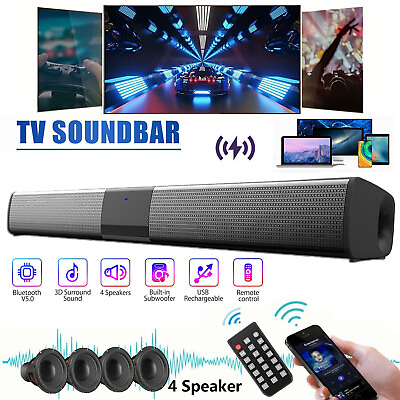 #ad Wireless Surround Sound Bar 4 Speaker System BT Subwoofer TV Home Theater Remote $37.75