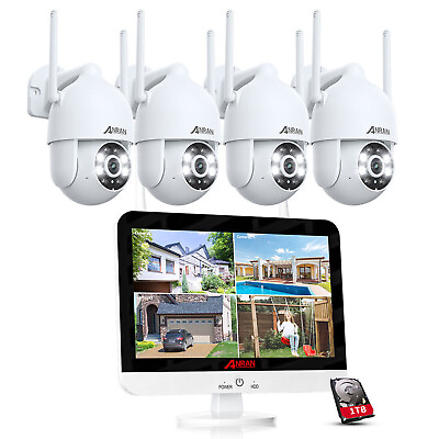 #ad 8CH 12‘’Monitor 3MP Audio Wireless Security WiFi IP Camera System CCTV Home 1TB $299.99