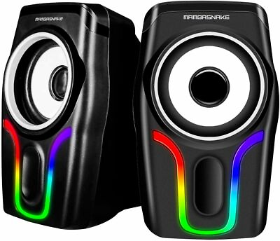 #ad PC Surround Sound System LED Speakers Gaming Deep Bass USB LED Desktop Computer $30.89