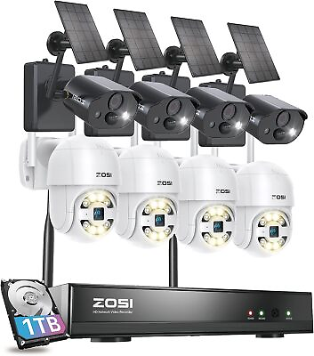 #ad ZOSI 2K 8CH Wireless Security Battery Solar Camera Outdoor System 1TB AI Detect $431.99