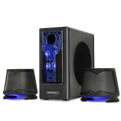 #ad 2.1 High Excursion Computer Speakers with Subwoofer Blue LED Gaming Speakers $79.99