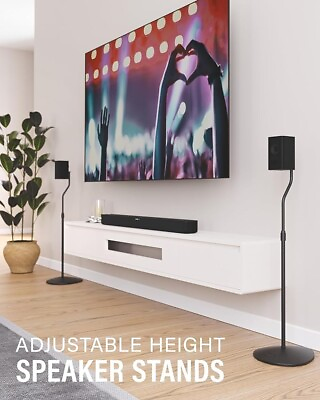 #ad Speaker Stands Stand Black 2 Pcs Universal Adjustable Surround Sound Speakers $47.84