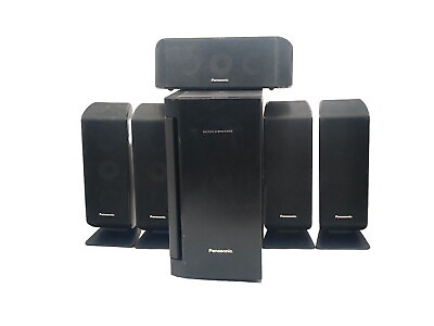 #ad Panasonic Surround Sound Speaker Lot Of 6 SB HC100 SB HS100 SB HF100 W Subwoofer $114.00
