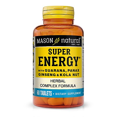 #ad Mason Natural Super Energy with Guarana Panax Ginseng amp; Kola Nut 60 Tablets $11.39