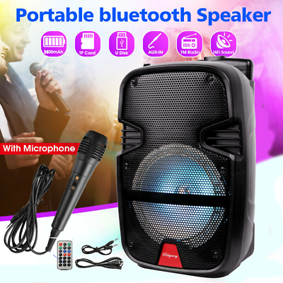#ad 3000W Portable FM Party Bluetooth Speaker 8quot; Subwoofer Heavy Bass Sound System $42.99