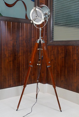 #ad Vintage Spotlight Lamp Nautical Tripod Theater Home Office Floor Lamp Studio C $300.00
