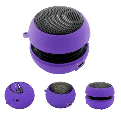 #ad Portable Wired Speaker Audio Multimedia Rechargeable Purple for Phones Tablets $20.03
