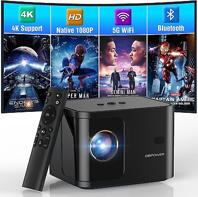 #ad DBPOWER 5G WiFi Mini Bluetooth Projector 300 ANSI Outdoor Theater Cinema Movie $86.98