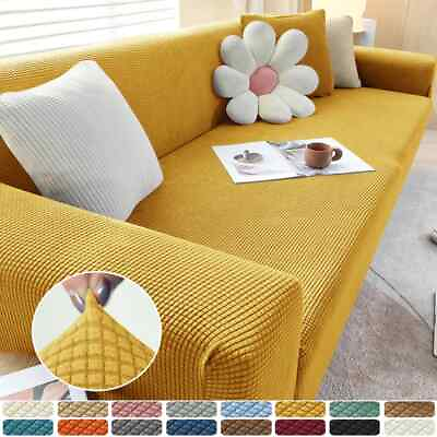 #ad Home 1 2 3 4 Seat Sofa Cover Living Room Elastic Plush Sofa Cover Elastic $58.00