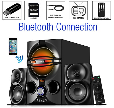 #ad Boytone BT 324F Powerful Wireless Bluetooth Home Speaker System 40 WFM Radio $79.79