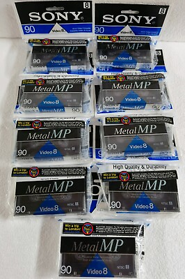 #ad 9 Sony Metal MP120 Video 8 NTSC 120 P6 120MP Video Cassette Made in Japan $77.99
