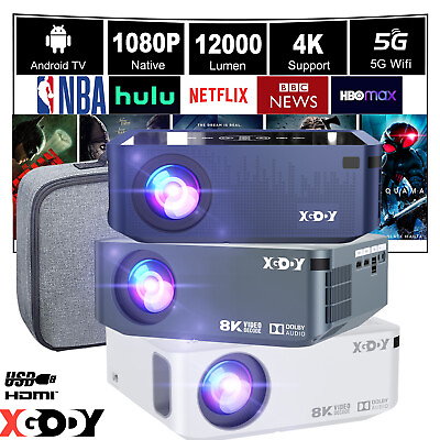 #ad 8K LED Projector Native 1080p Bluetooth WiFi 5G Beamer Home Theater 12000 Lumen $123.69