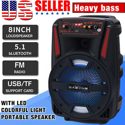 #ad 1000W Portable Party Bluetooth Speaker 8inch Heavy Bass Sound USB TF Card FM AUX $32.99