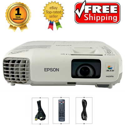 #ad Epson PowerLite 98 Projector 3000 Lumens HD 1080i HDMI H577A Bright w Bundle $149.18